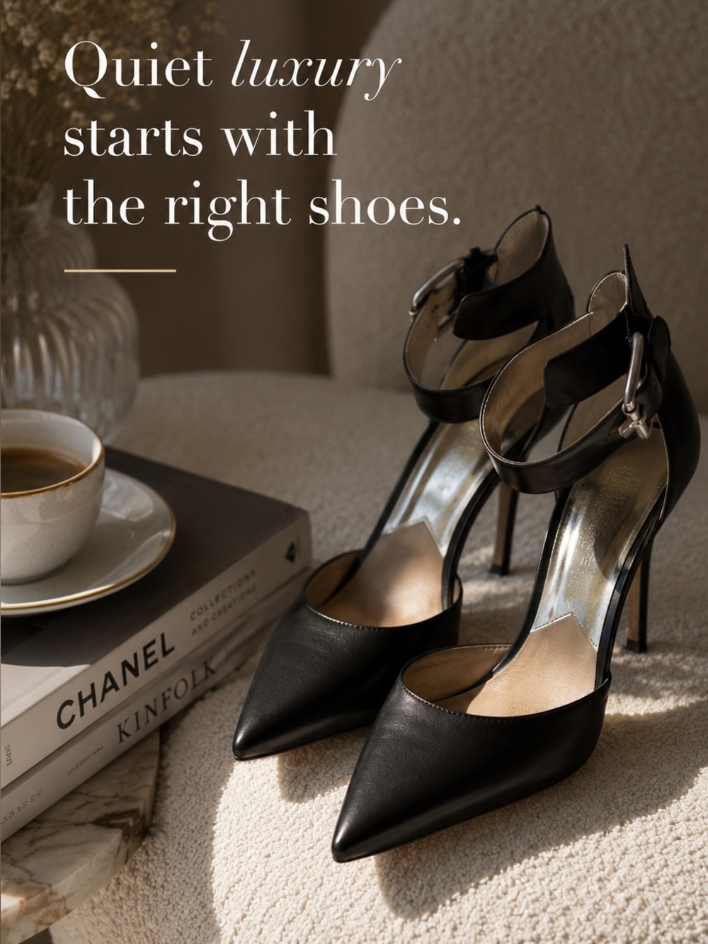 Michael Kors Black Pointed-Toe Ankle-Strap Stilettos